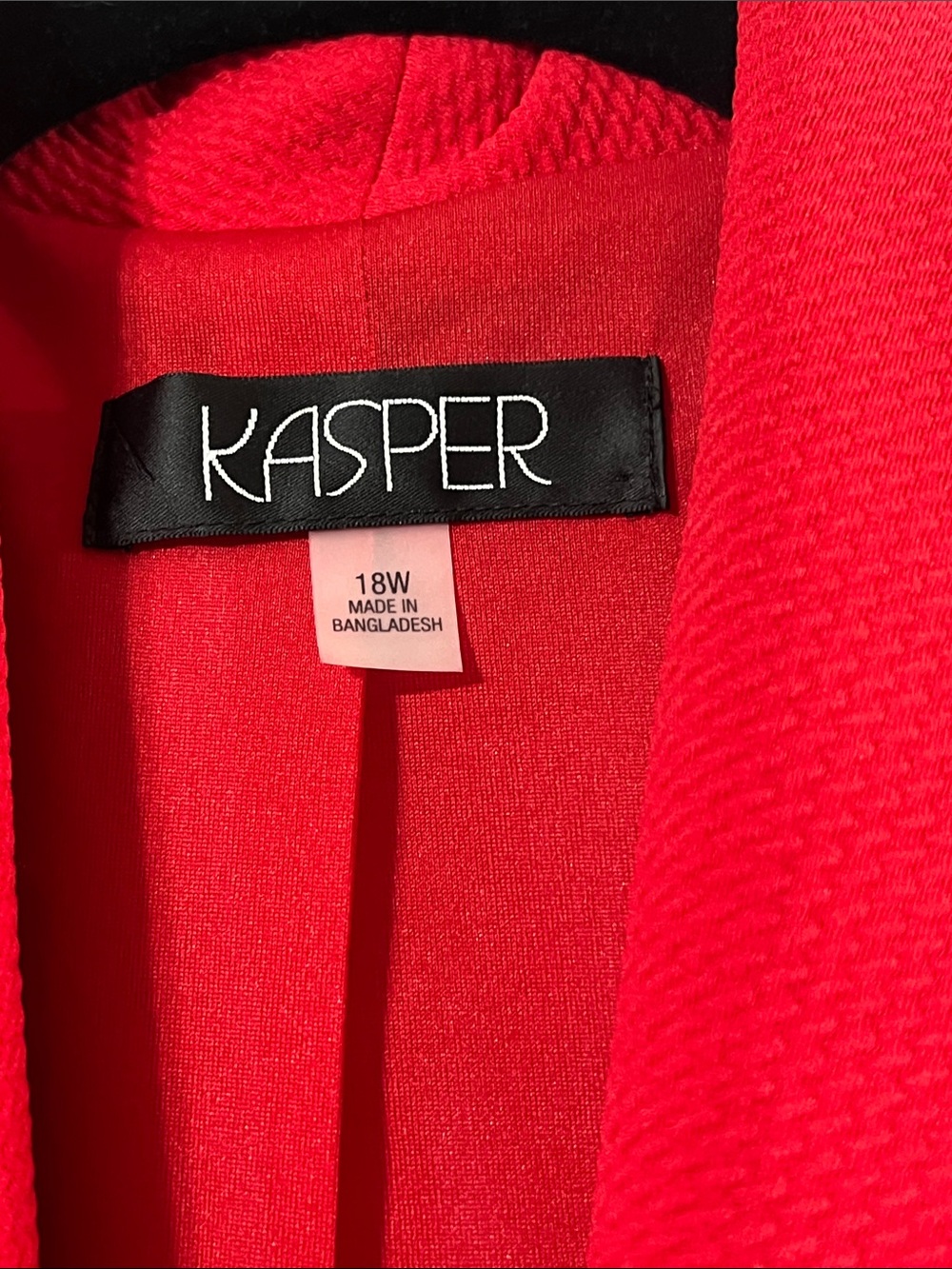Kasper Red Open-Front Long Blazer with Gold Zipper Accents - Picture 3 of 3